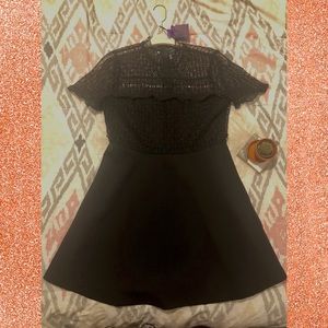 Zara Women’s Mesh Top Skater Mini Dress - Black